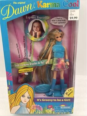 2002 Dawn Karma Cool Fashion 6” Doll Checkerboard Toys Hair Beads Sealed